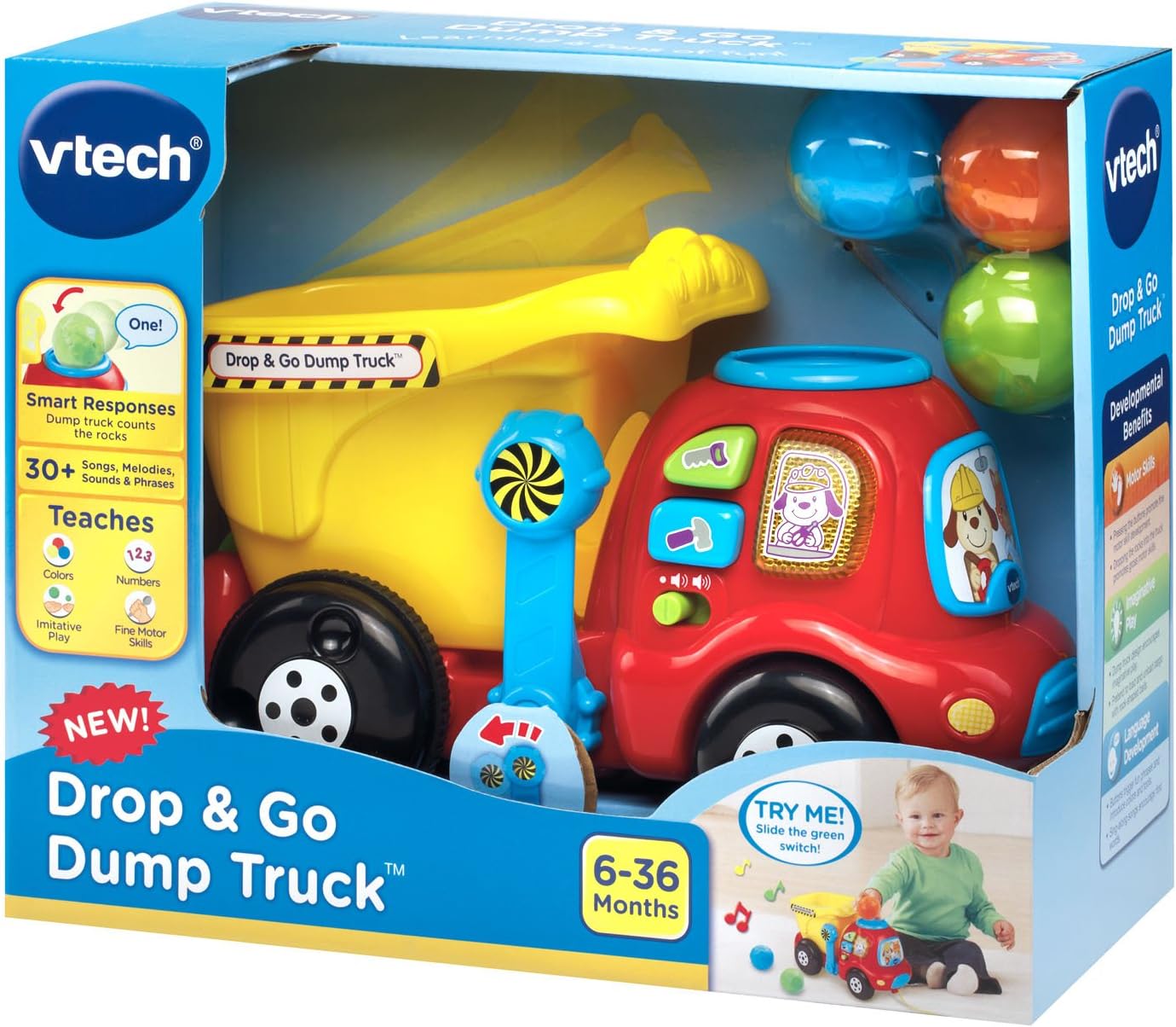 VTech dump truck with three colourful learning buttons